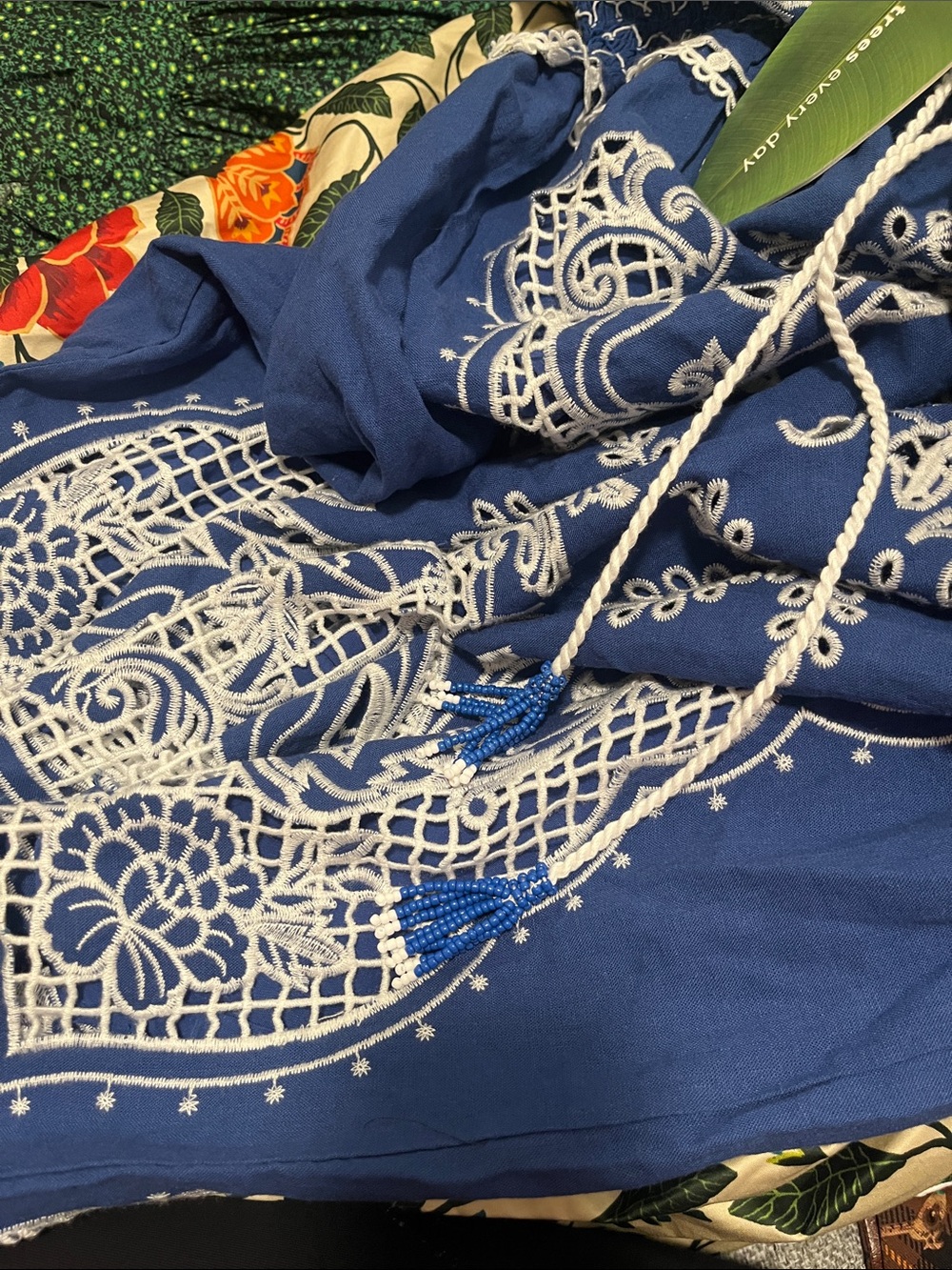 FARM Rio Navy and White Lace-Trim Maxi Dress - Picture 7 of 7